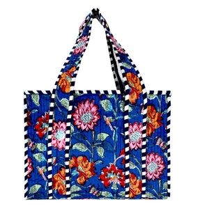 Floral Blue Tote Bag